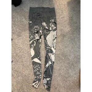 RARE Hot Topic Disney Alice Wonderland Mad Hatter Black White Leggings Pants M